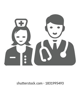 Doctor, healthcare, team icon . Gray color