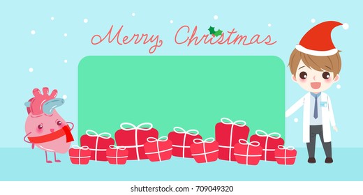 doctor and heart with christmas on the blue background
