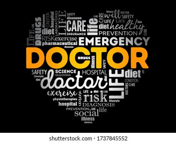 Doctor heart word cloud collage, healthcare concept background