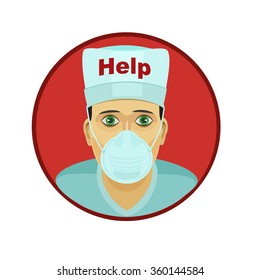 doctor help with the bandage in the hat 