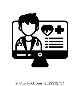 Ícone de glifo Ajuda do médico, ilustração de vetor