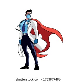 Doctor is a hero concept,vector illustration. during the outbreak of the virus. the doctor fights the Coronavirus epidemic That is spreading worldwide. doctor man is a hero on white background 