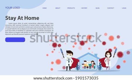 Doctor is a hero. Doctor with hypodermic syringe fighting COVID-19 virus.Hero doctor fighting corona virus symptoms. illustration, vector, Eps, flat design.