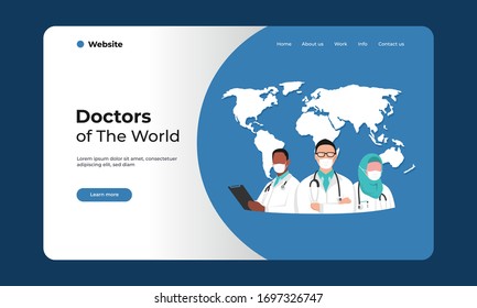 Doctor is a hero. thank you doctors and nurse. you are the best. from health care workers with love. Fight against covid-19 viruses. vector illustration landing page website design