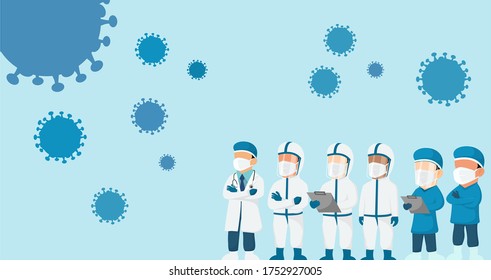 Doctor is a hero. thank you doctors and nurse. you are the best. Fight against covid-19 virus vector illustration.