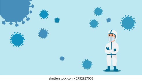 Doctor is a hero. thank you doctors and nurse. you are the best. Fight against covid-19 virus vector illustration.