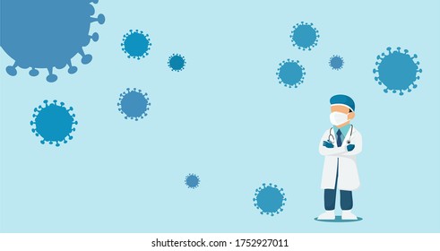 Doctor is a hero. thank you doctors and nurse. you are the best. Fight against covid-19 virus vector illustration.