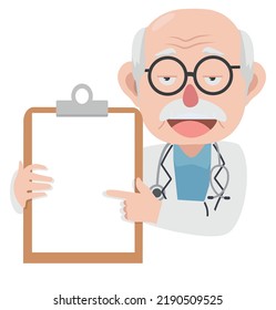 Doctor Hold Empty Medical Clipboard cartoon