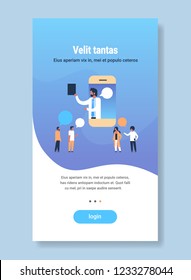 doctor hold x-ray chat bubble mobile application medical online consultation healthcare concept vertical copy space flat vector illustration