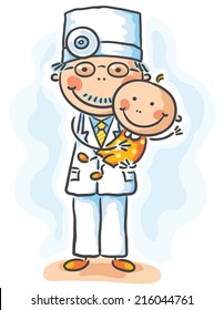 Doctor holding a baby