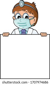 Doctor holding blank panel topic image 1 - eps10 vector illustration.