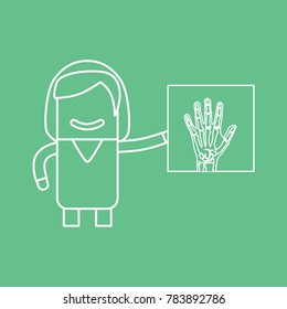 Doctor holding a bone scan, vector illustration design. Health care characters collection.
