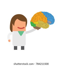 Doctor holding a brain, vector illustration design. Health care characters collection.