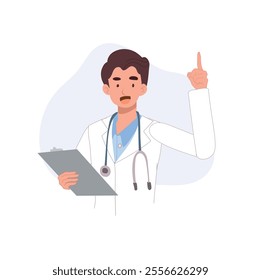 Doctor Holding Chart and Pointing. Expert Medical Professional Sharing Knowledge