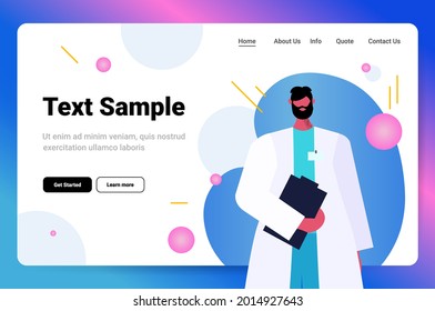 doctor holding clipboard medical worker in uniform online consultation healthcare concept