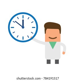 Doctor holding a clock, vector illustration design. Health care characters collection.