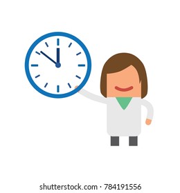 Doctor holding a clock, vector illustration design. Health care characters collection.