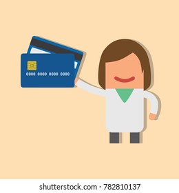 Doctor holding a credit card, vector illustration design. Health care characters collection.