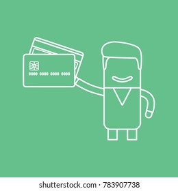 Doctor holding a credit card, vector illustration design. Health care characters collection.