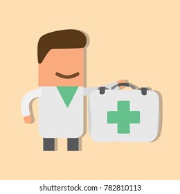 Doctor holding a first aid kit, vector illustration design. Health care characters collection.