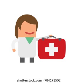 Doctor holding a first aid kit, vector illustration design. Health care characters collection.