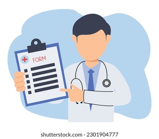 doctor holding health form list. medical background design