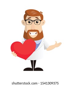 Doctor  - Holding a Heart and Showing with Hand