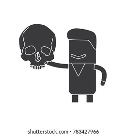 Doctor holding a human skull, vector illustration design. Health care characters collection.