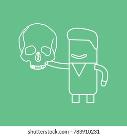 Doctor holding a human skull, vector illustration design. Health care characters collection.