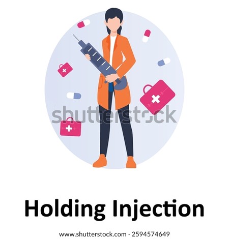  Doctor holding injectionVector Illustration Which can easily modify or edit Which can easily modify or edit

