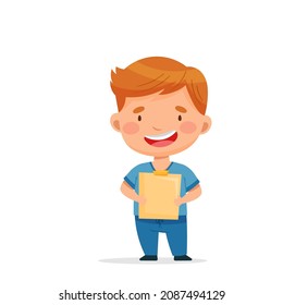 Doctor holding a medical history. The man speaks. Vector postcard in cartoon style for design, print, patterns