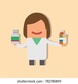 Doctor holding medicines, vector illustration design. Health care characters collection.