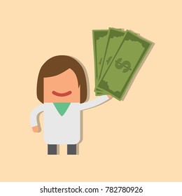 Doctor holding money, vector illustration design. Health care characters collection.