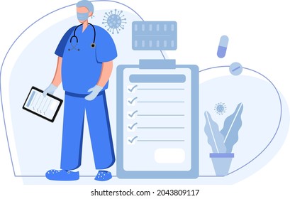 A Doctor Holding Patient DataVector Illustration