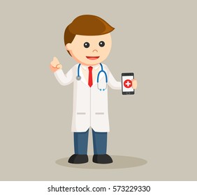 doctor holding smartphone color