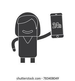 Doctor holding a smartphone, vector illustration design. Health care characters collection.