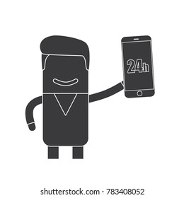 Doctor holding a smartphone, vector illustration design. Health care characters collection.