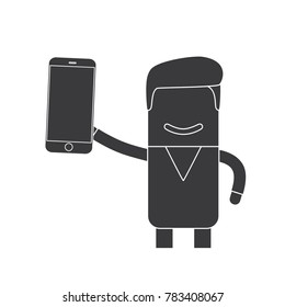 Doctor holding a smartphone, vector illustration design. Health care characters collection.