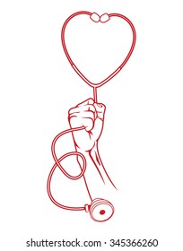 Doctor holding stethoscope vector illustration