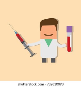 Doctor holding a syringe, vector illustration design. Health care characters collection.