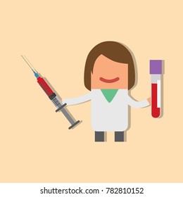 Doctor holding a syringe, vector illustration design. Health care characters collection.