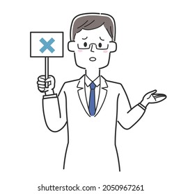 Doctor holding a tag with a cross