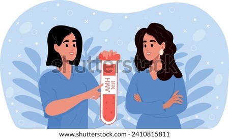 Doctor holding a test blood sample tube for analysis anti-Mu llerian hormone .