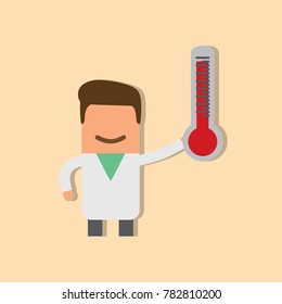 Doctor con un termómetro, diseño de ilustración vectorial. Colección de personajes de atención médica.