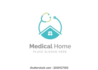 doctor home logo design with stethoscope icon.