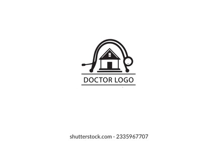 doctor home logo design with stethoscope icon on White Background