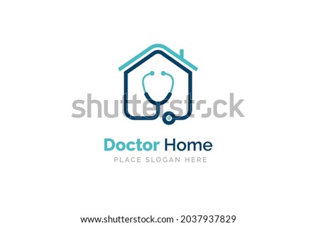 doctor home logo design with stethoscope icon