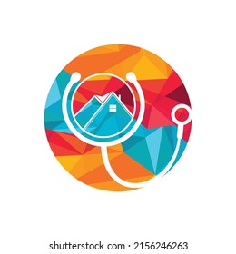 Diseño del logo del vector del hogar del doctor. Concepto del logotipo del vector médico de la casa.	