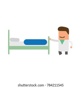 Doctor with a hospital bed, vector illustration design. Health care characters collection.