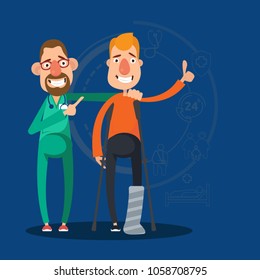 Doctor in hospital with health insurance related icons in modern graphic interface showing symbol of healthcare person, money saving, medical treatment and benefits,Vector Design